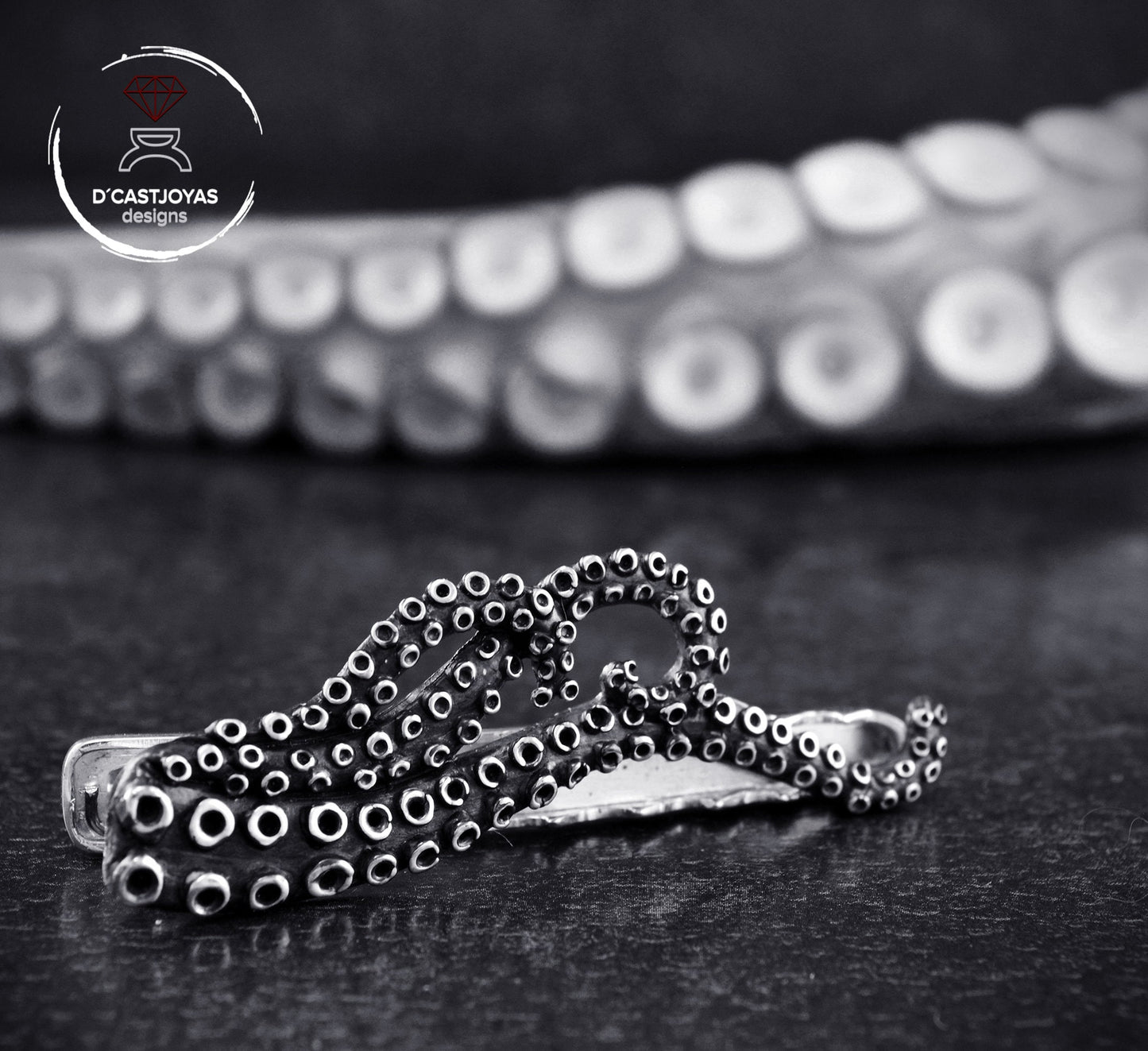 Pisacorbatas pulpo de plata 925, Regalo original  padrino de boda, Clip de corbata tentáculos de pulpo, Joyas de océano, Joyas artesanales - D´Cast
