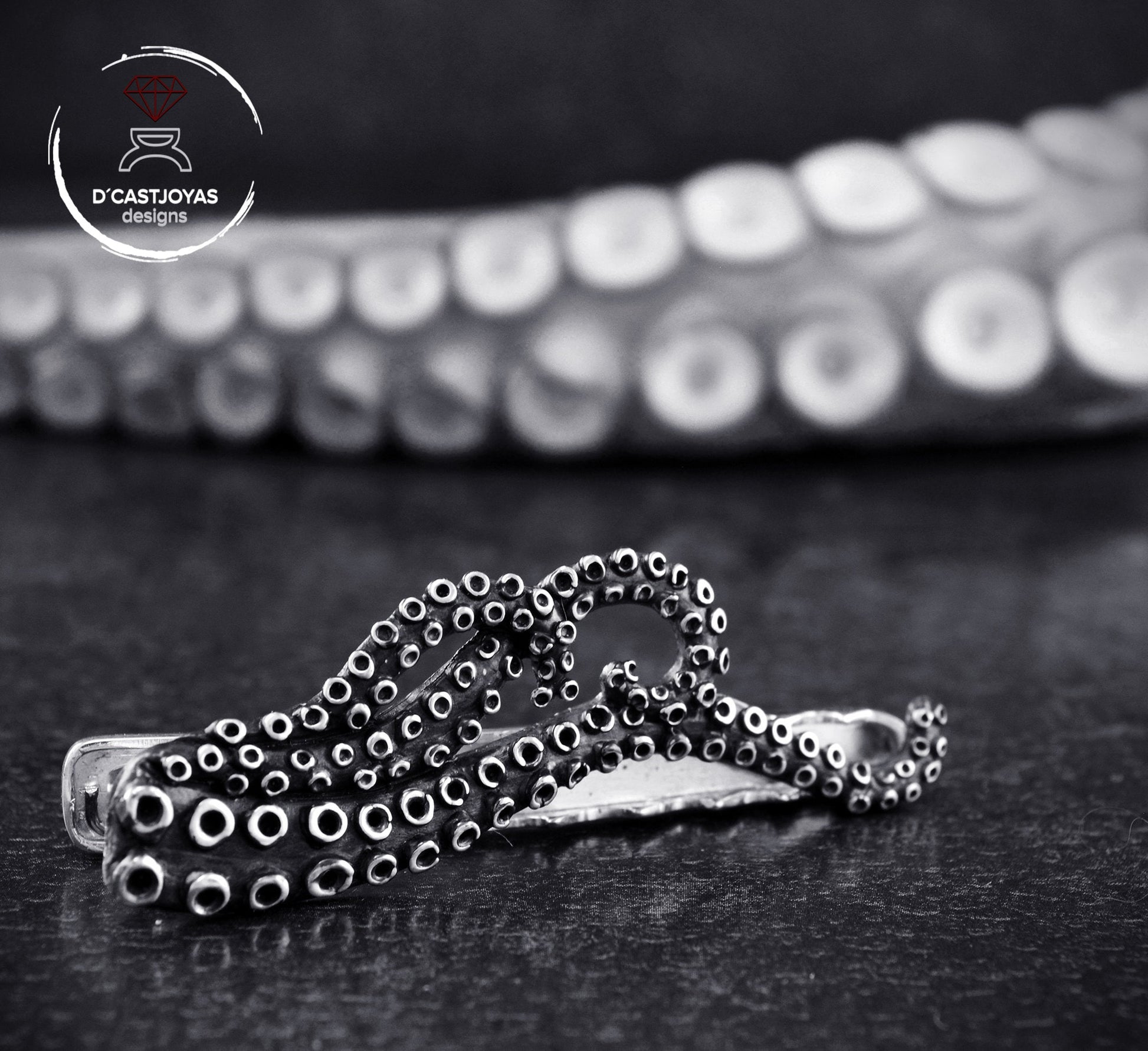Pisacorbatas pulpo de plata 925, Regalo original  padrino de boda, Clip de corbata tentáculos de pulpo, Joyas de océano, Joyas artesanales - D´Cast