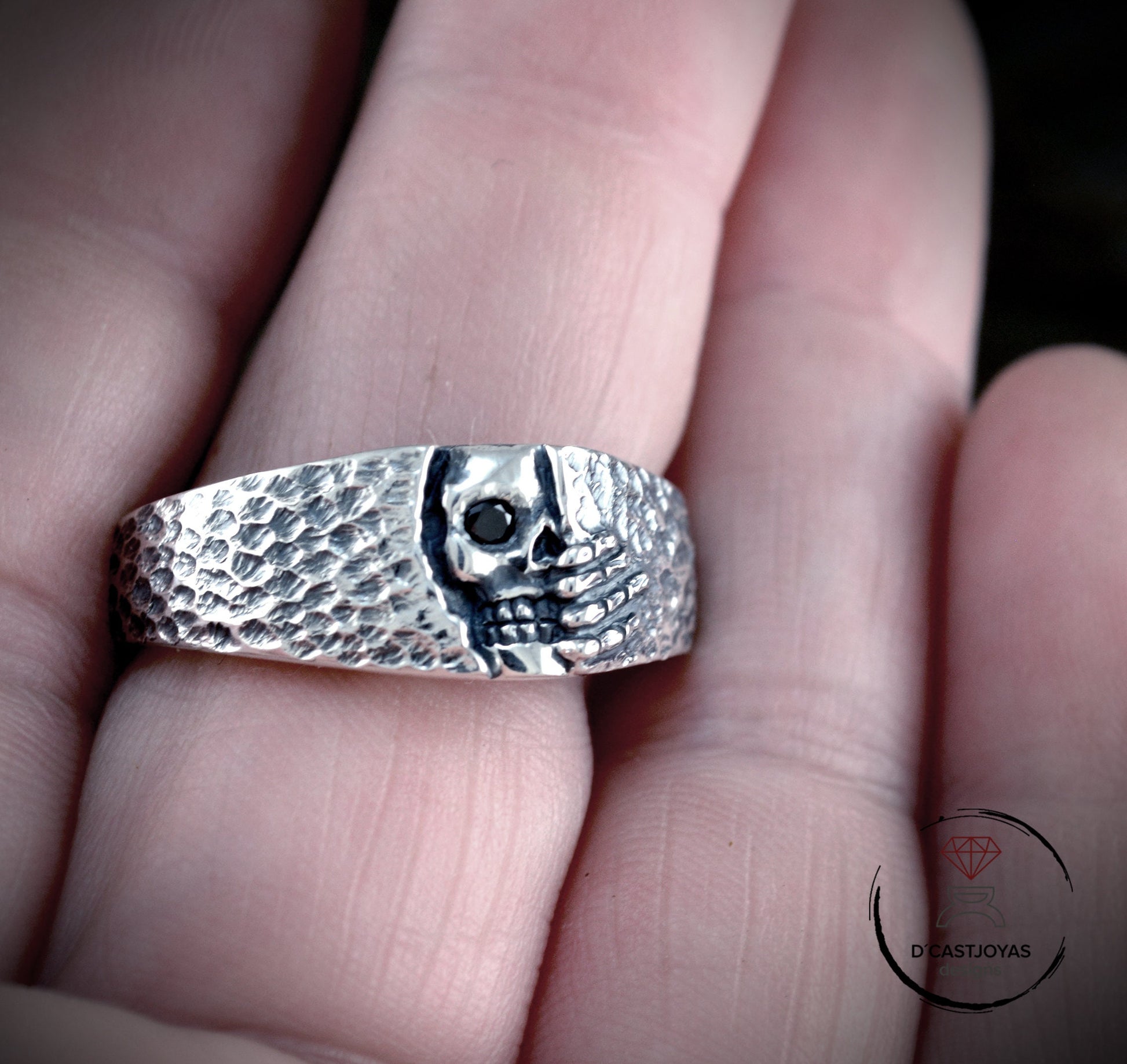 Anillo calavera plata 925, Anillo banda calavera Winter is coming, Anillo plata calavera, Anillo mujer, Juego de Tronos, Joyería gótica - D´Cast