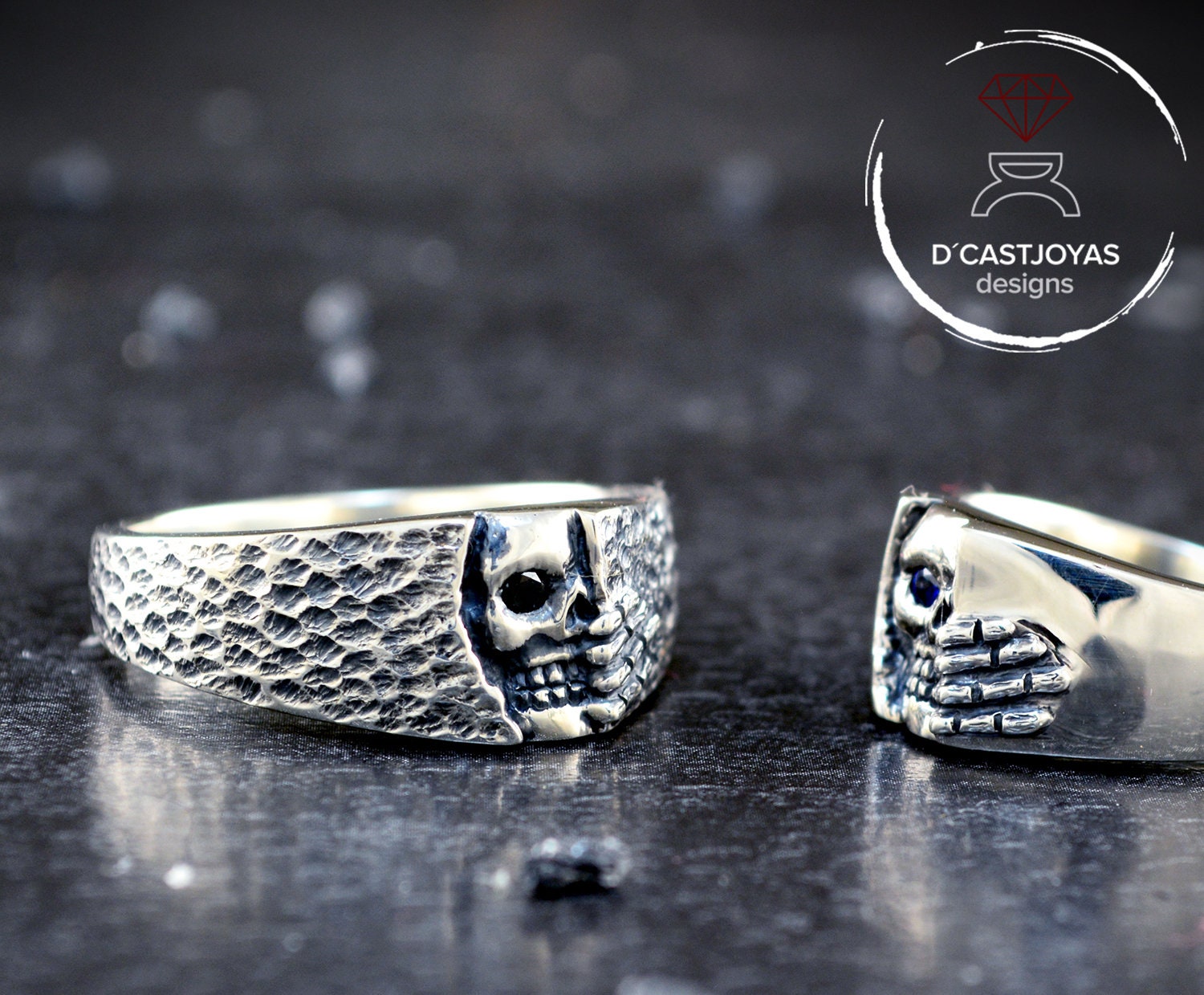 Anillo calavera plata 925, Anillo banda calavera Winter is coming, Anillo plata calavera, Anillo mujer, Juego de Tronos, Joyería gótica - D´Cast