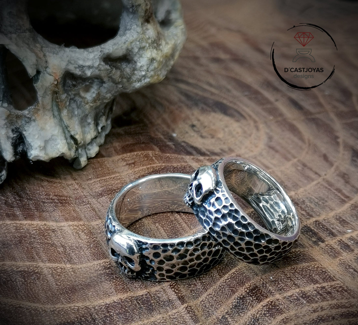 Skull Rings, Hammered Silver Wedding Band, Skull Wedding Bands, Biker Wedding Bands, Gothic Wedding Bands, Punk Girlfriend Gift