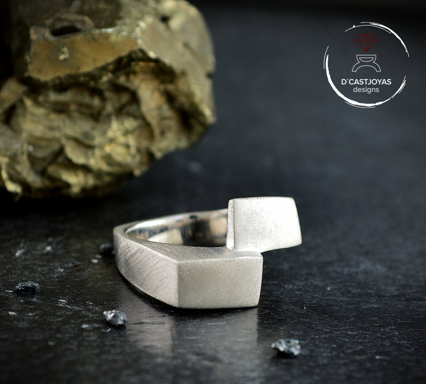 Geometric silver ring, Men's silver ring, Rectangular silver ring, Handmade ring, Contemporary jewelry, Urban style