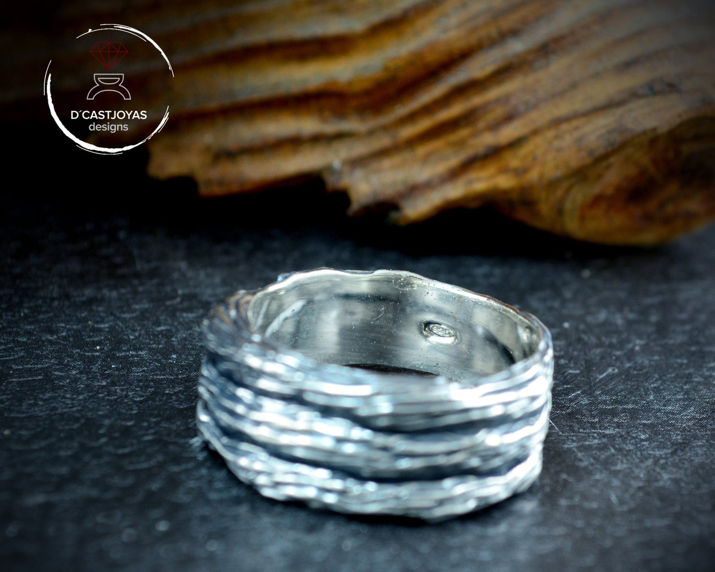 Solid 925 silver rustic band ring, Men's band ring, Original alliances, Oxidized silver ring, Handmade ring
