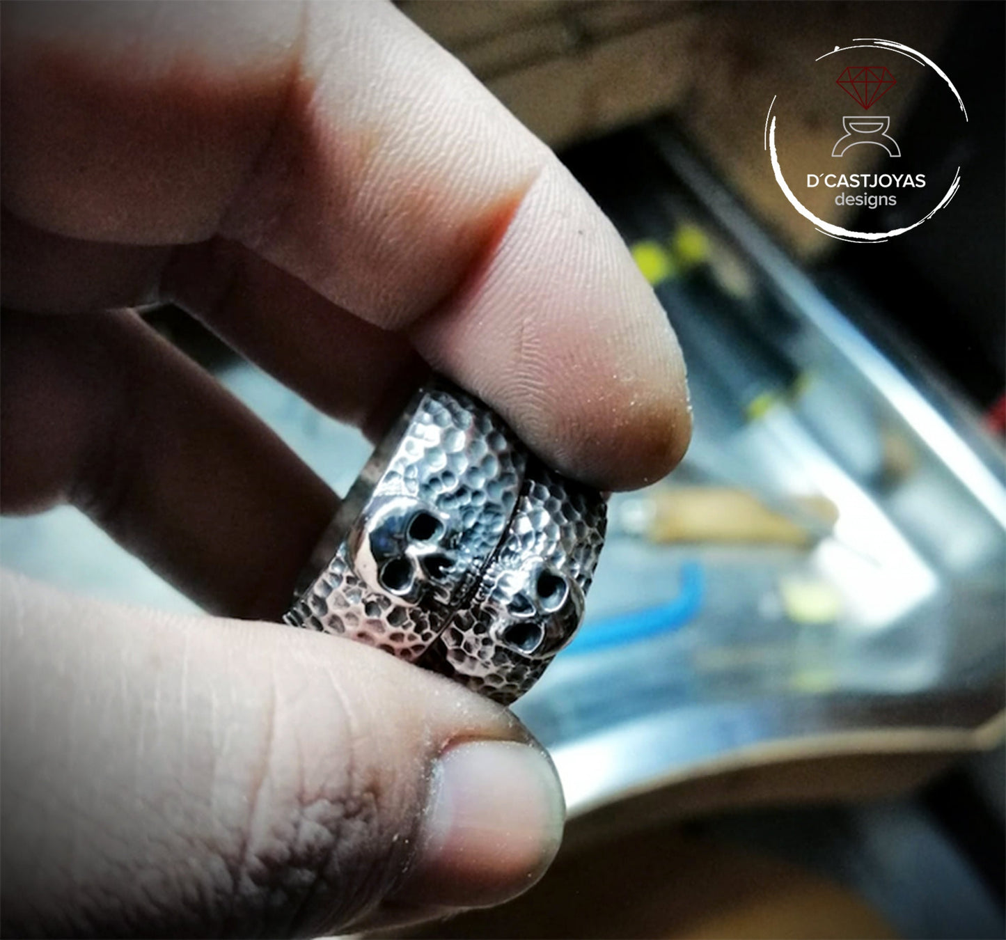 Skull Rings, Hammered Silver Wedding Band, Skull Wedding Bands, Biker Wedding Bands, Gothic Wedding Bands, Punk Girlfriend Gift