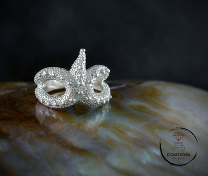 925 silver adjustable starfish ring, Unisex jewelry, Boho style, Sea jewelry