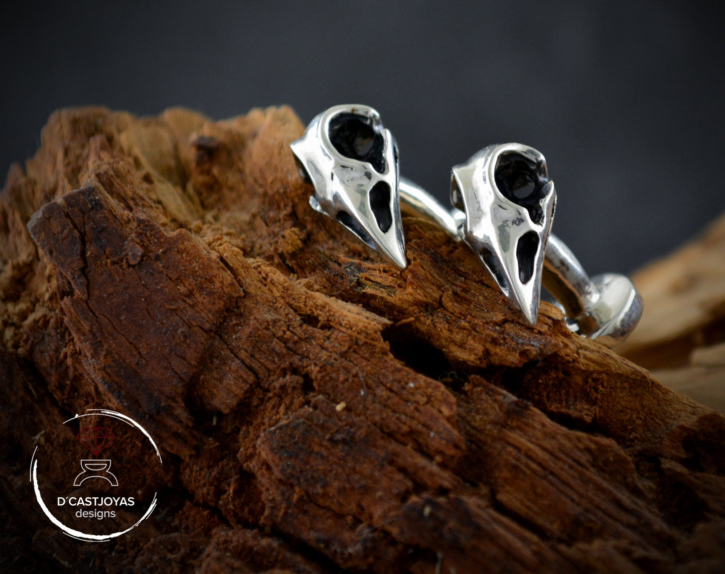 Gemelos plata cuervos de Odín, Gemelos  calavera, regalo para él, joyería vikinga