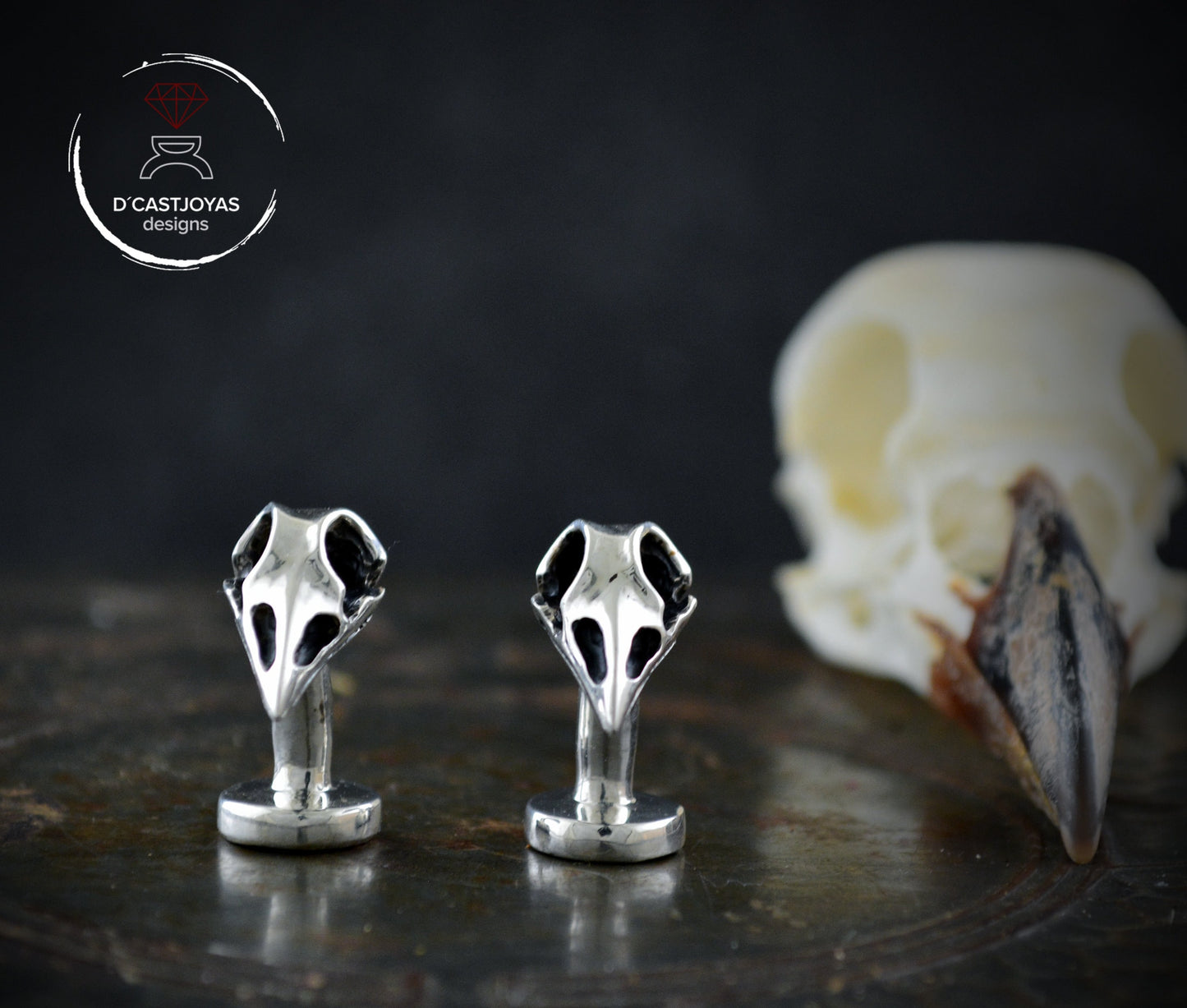Gemelos plata cuervos de Odín, Gemelos  calavera, regalo para él, joyería vikinga