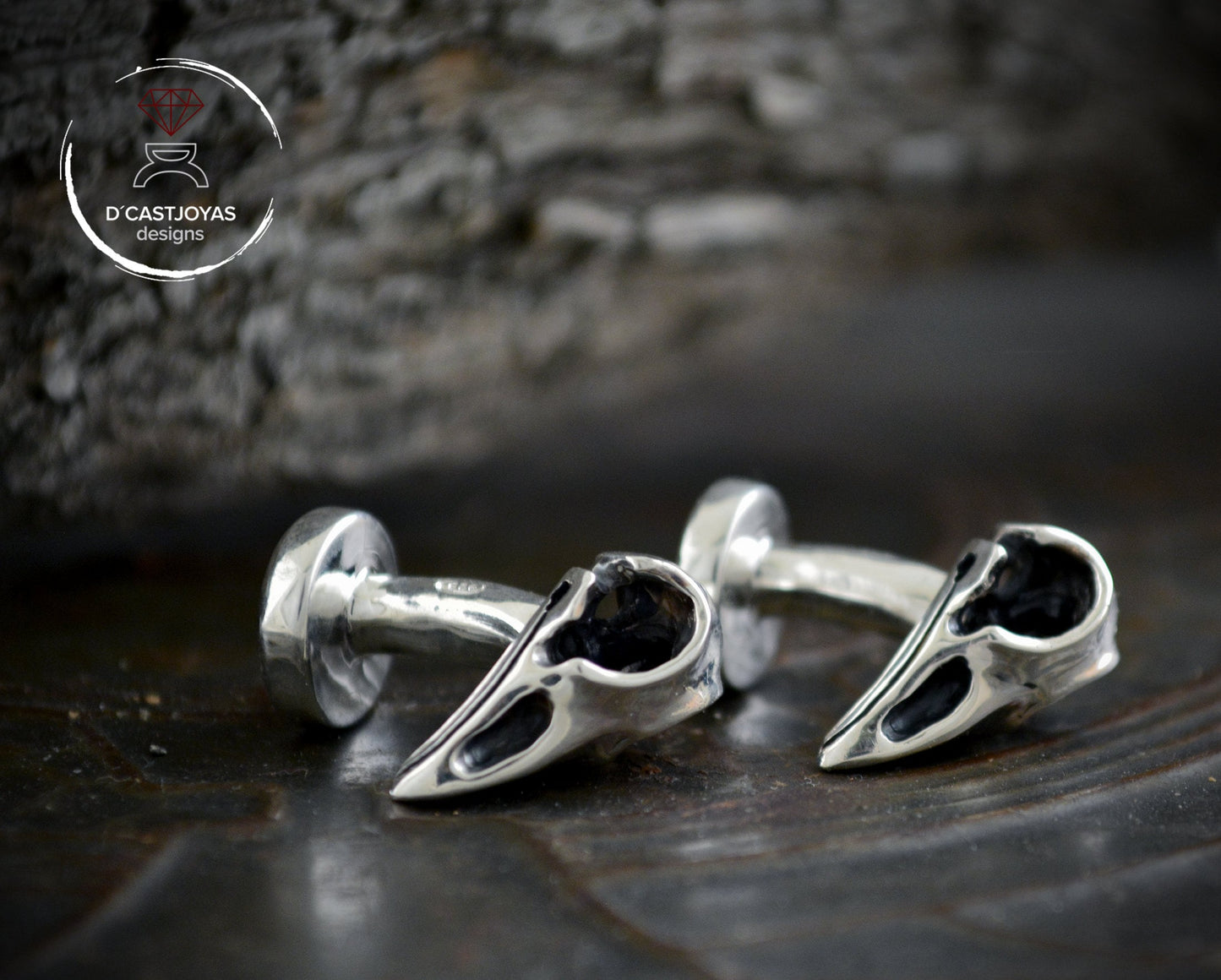 Gemelos plata cuervos de Odín, Gemelos  calavera, regalo para él, joyería vikinga