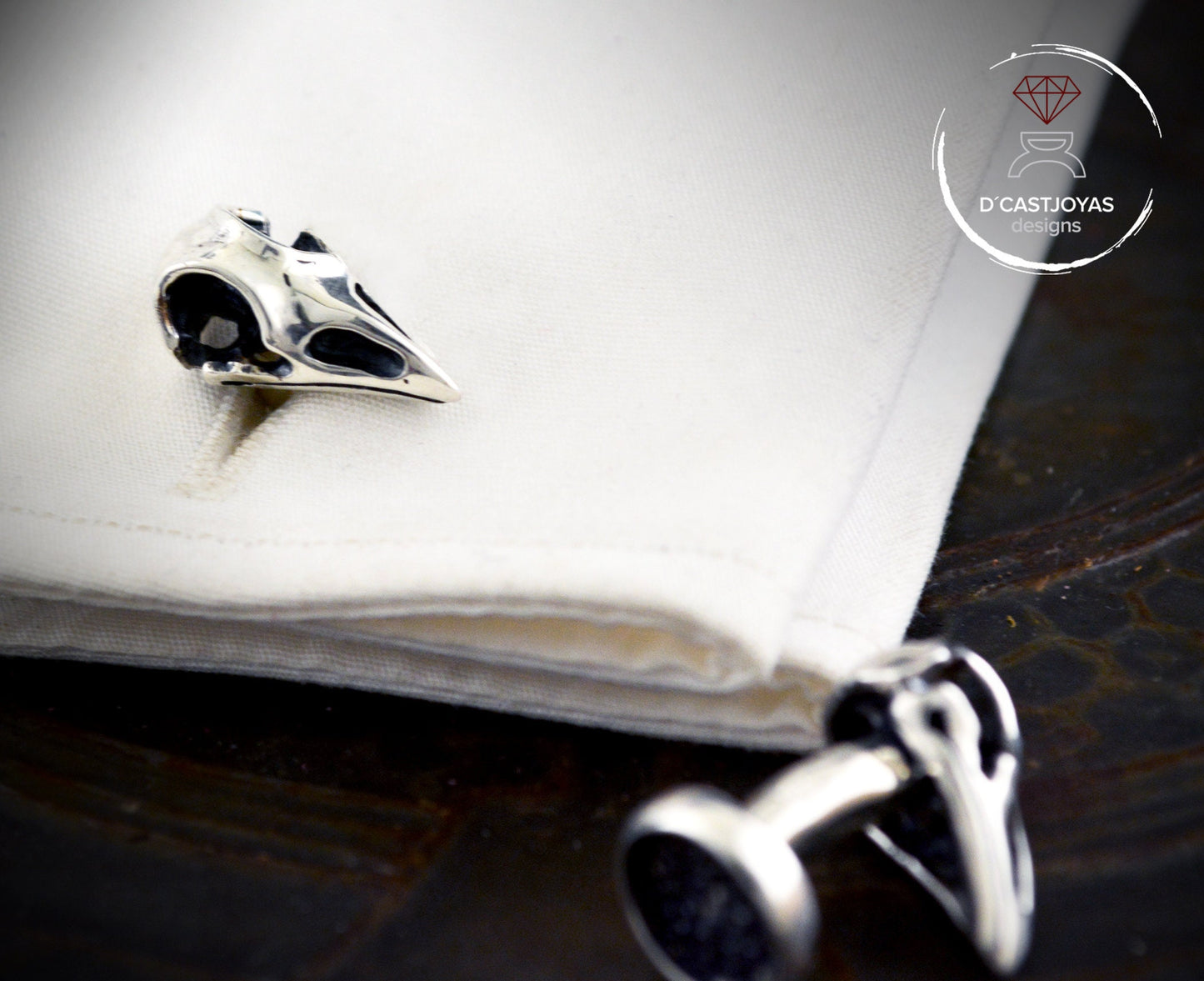 Gemelos plata cuervos de Odín, Gemelos  calavera, regalo para él, joyería vikinga