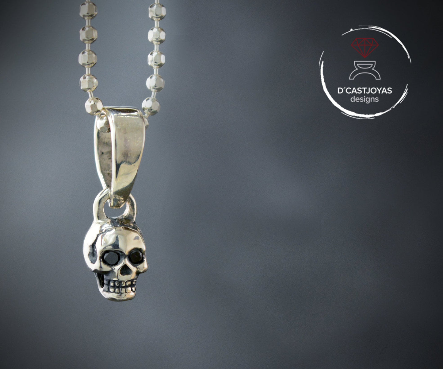 Colgante plata calavera pequeña, Colgante cráneo humano, Colgante plata artesanal, Joyería urbana, Estilo punk, Joyería unisex