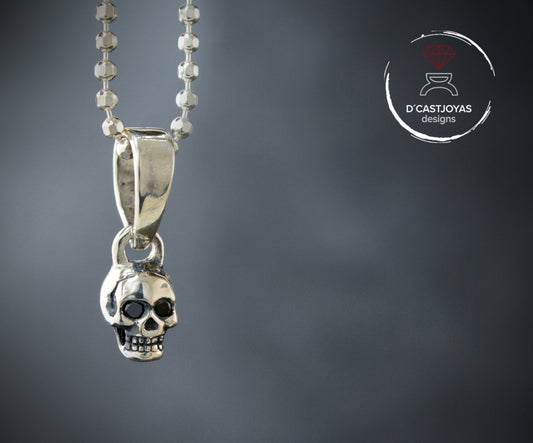 Colgante plata calavera pequeña, Colgante cráneo humano, Colgante plata artesanal, Joyería urbana, Estilo punk, Joyería unisex