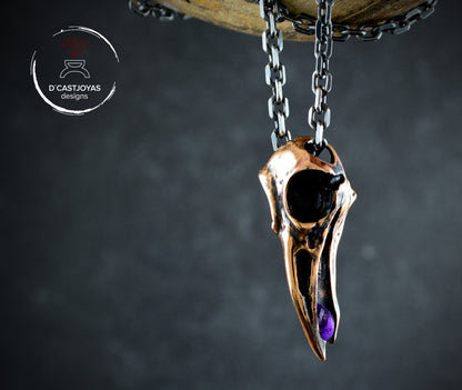 Bronzefarbener Odin-Auge-Raben-Anhänger mit Naturstein, Wikinger-Amulett-Anhänger