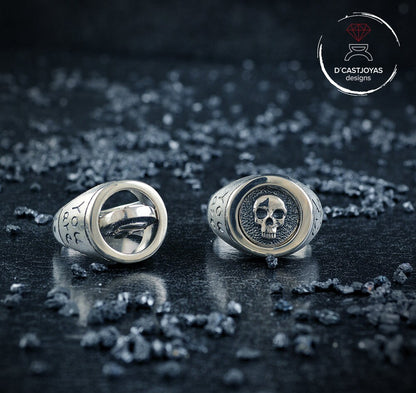 Set personalized silver seal rings, Personalized original alliances