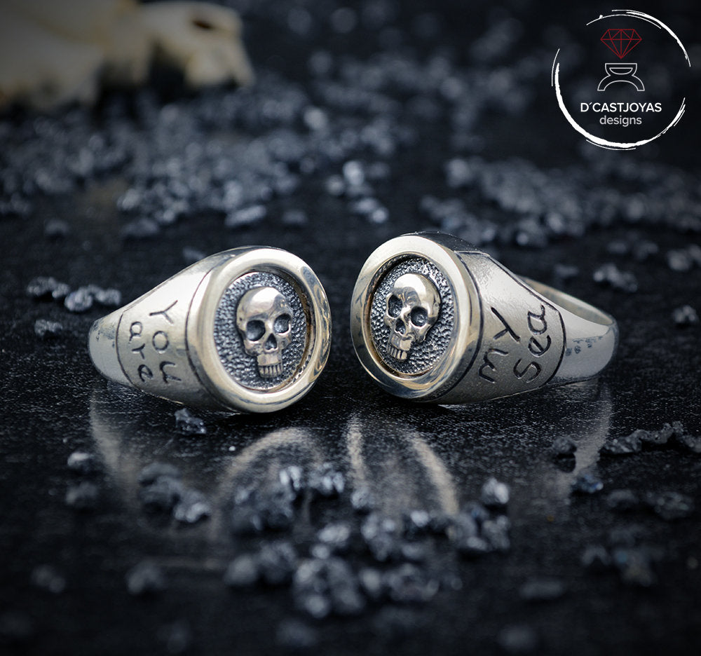Set personalized silver seal rings, Personalized original alliances