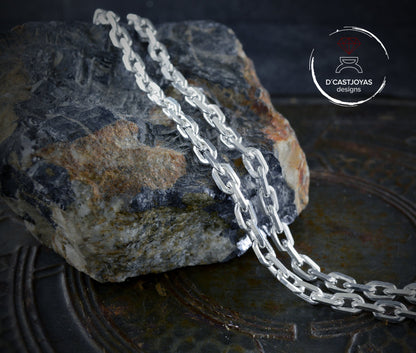 Cadena forzada diamantada muy gruesa plata 925, Hombres Collar de plata 925 , Cadena cable plata oxidada - D´Cast