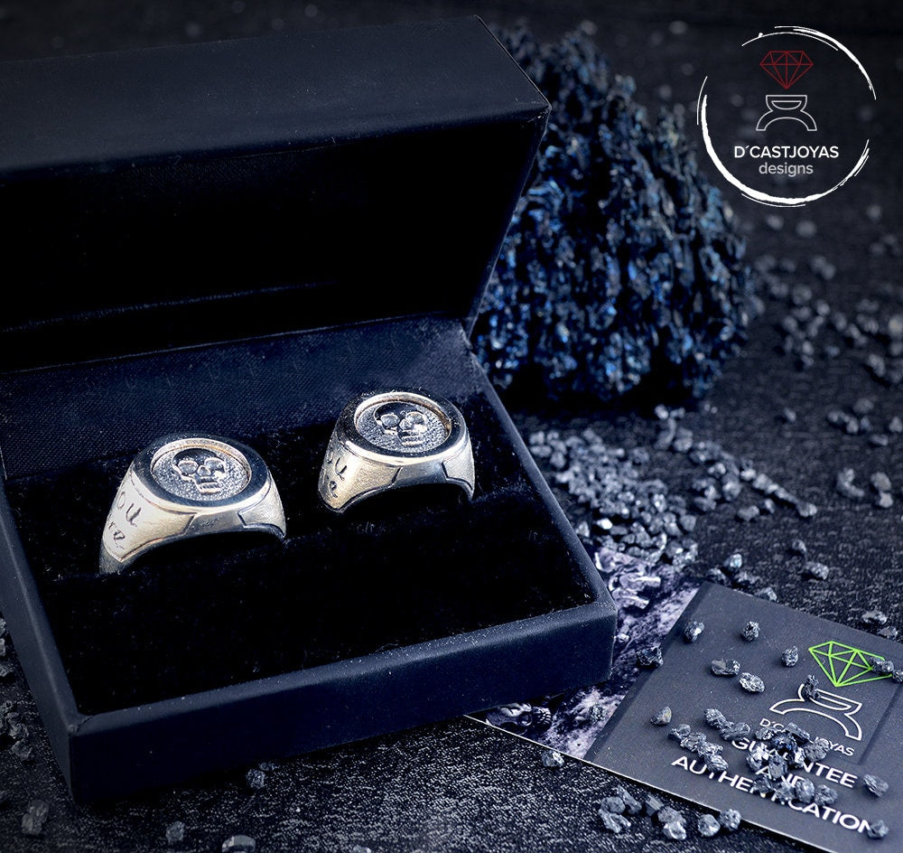 Set personalized silver seal rings, Personalized original alliances