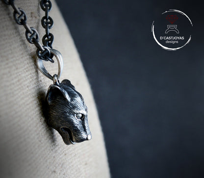 Colgante pantera pequeña plata de ley, Totem pantera, Colgante felino para mujeres y hombres - D´Cast