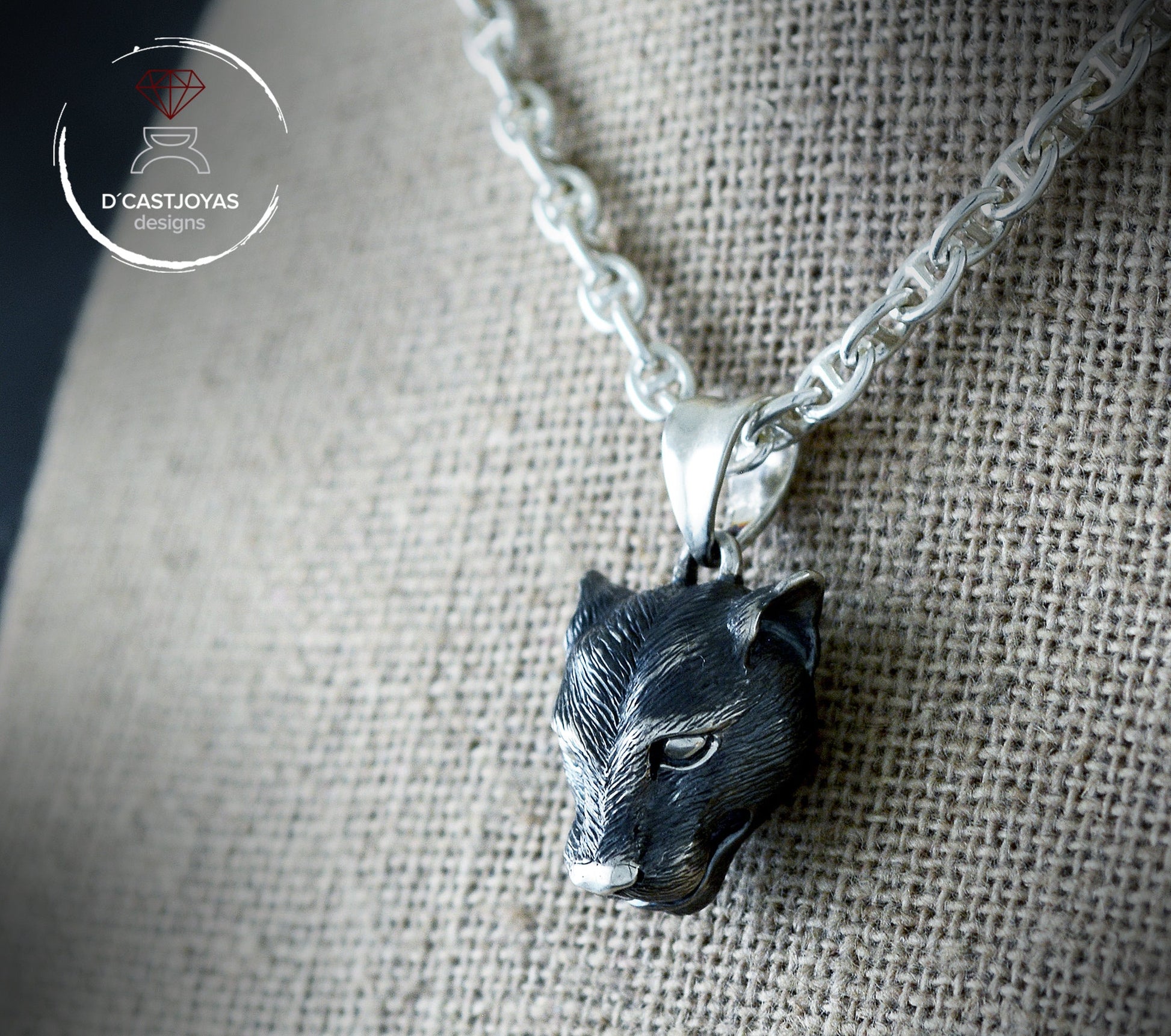 Colgante pantera pequeña plata de ley, Totem pantera, Colgante felino para mujeres y hombres - D´Cast