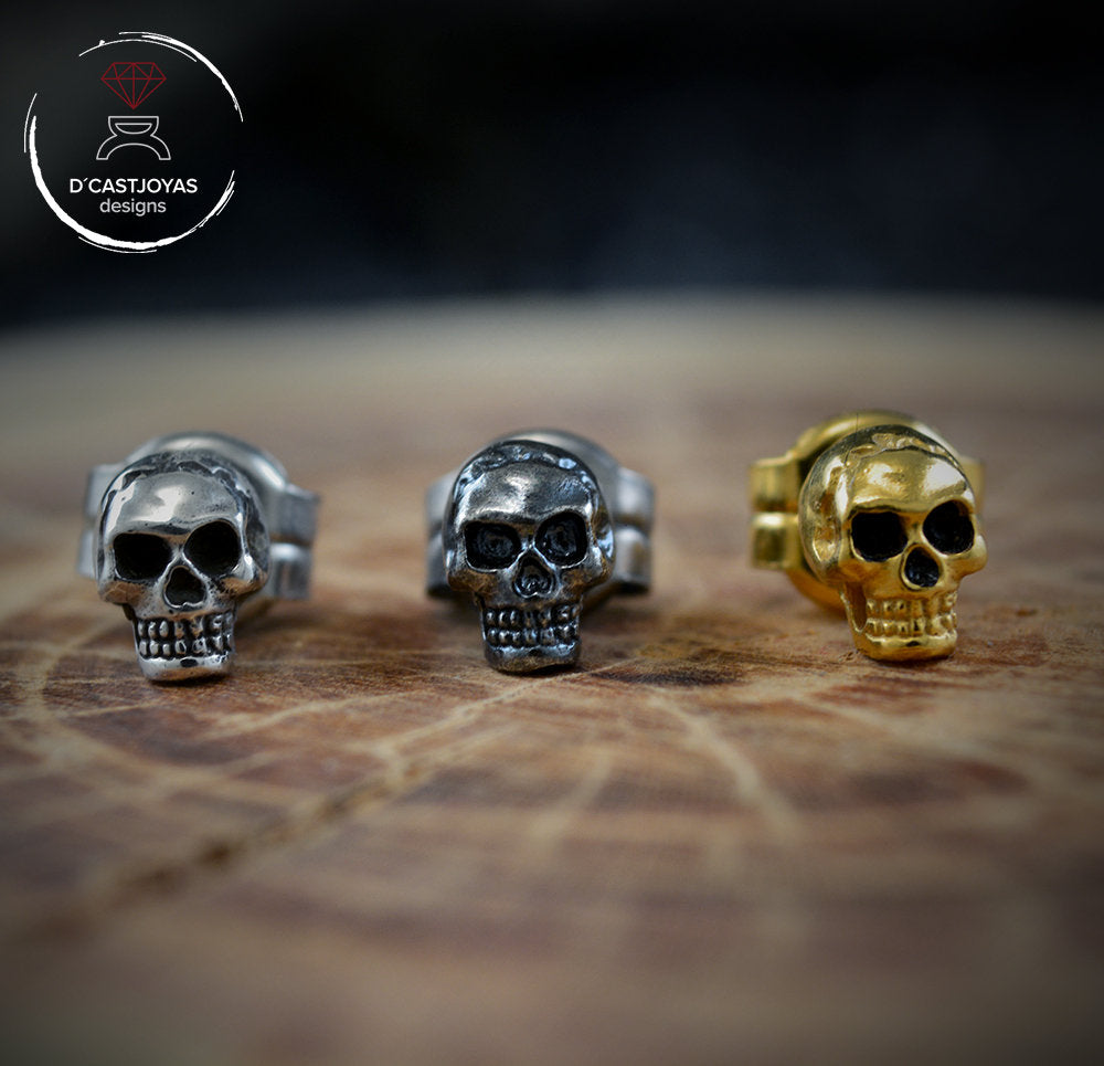 Aros calavera diminuta en plata de ley para hombre y mujer - D´Cast