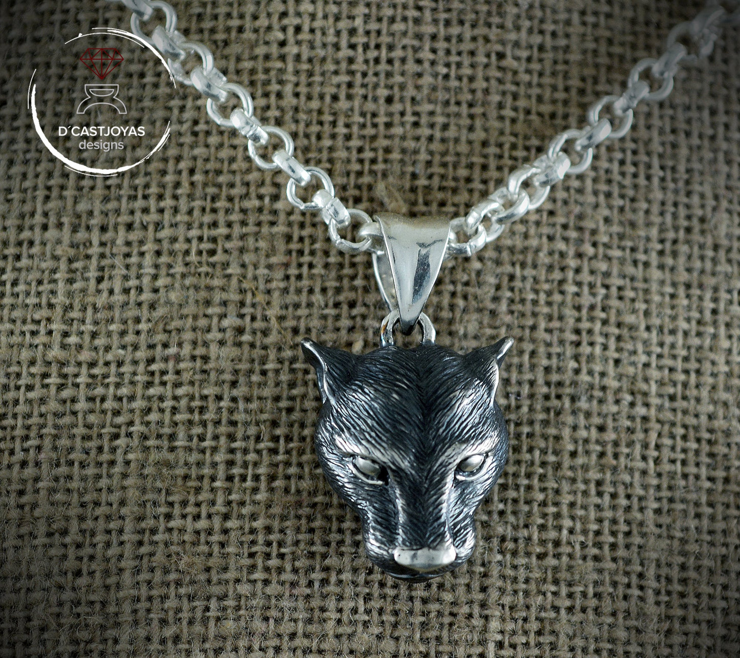 Colgante pantera pequeña plata de ley, Totem pantera, Colgante felino para mujeres y hombres - D´Cast
