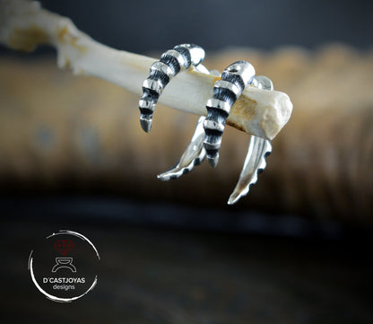 Pendiente de Aro  Plata  pequeño Cuerno Dragón, Falso dilatador plata, Aro hueso plata, Cuerno de plata - D´Cast