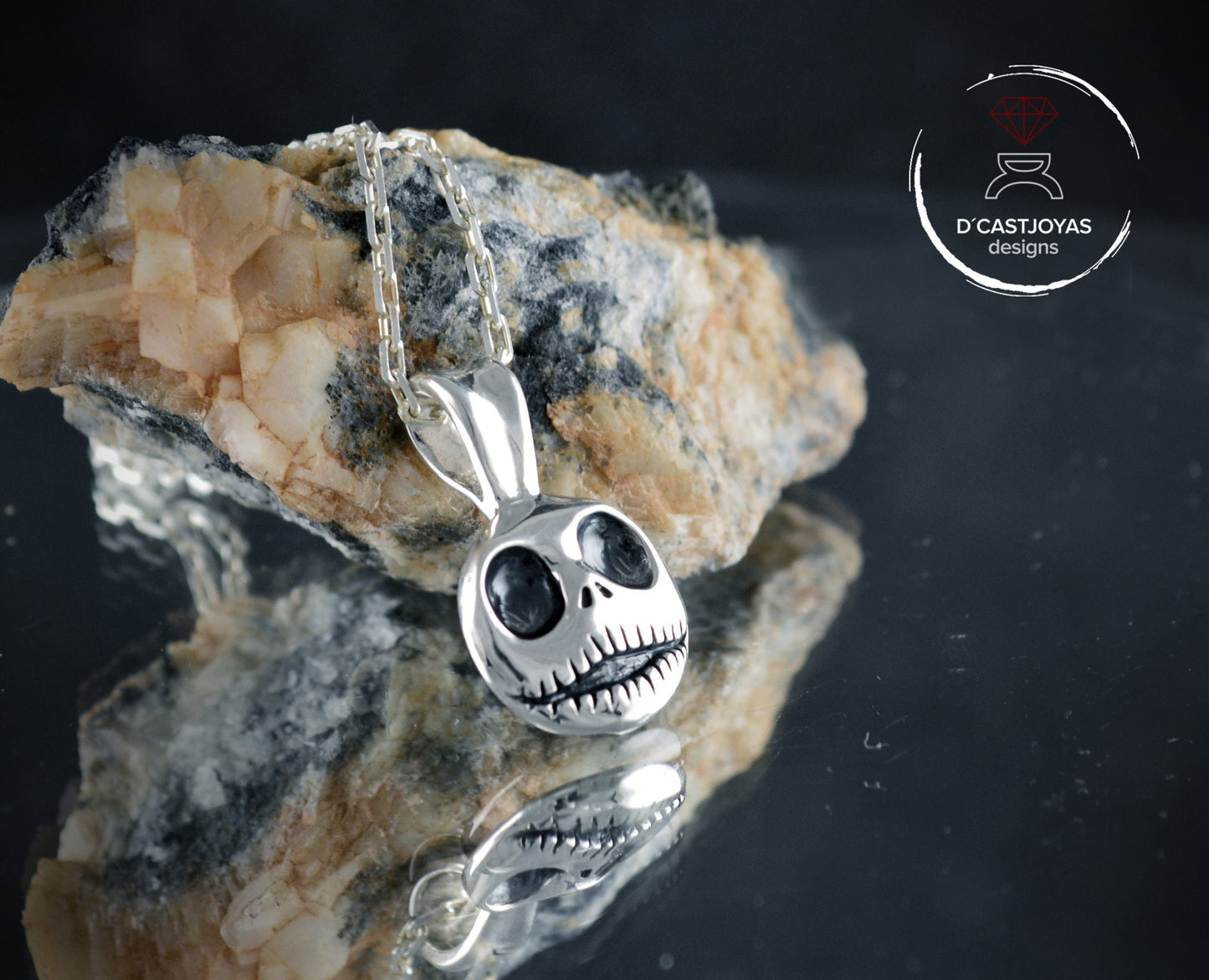 Jack Skellington silver pendant, Skull silver pendant, Gothic pendant, Nightmare after Christmas