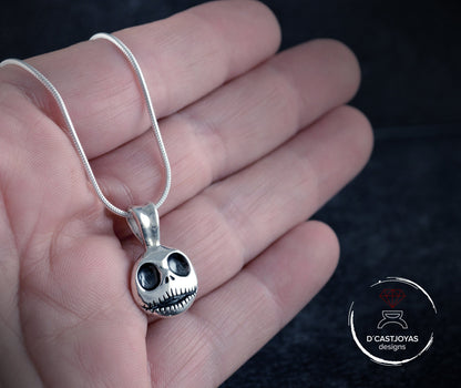 Jack Skellington silver pendant, Skull silver pendant, Gothic pendant, Nightmare after Christmas