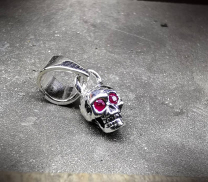 Colgante plata calavera pequeña, Colgante cráneo humano, Colgante plata artesanal, Joyería urbana, Estilo punk, Joyería unisex