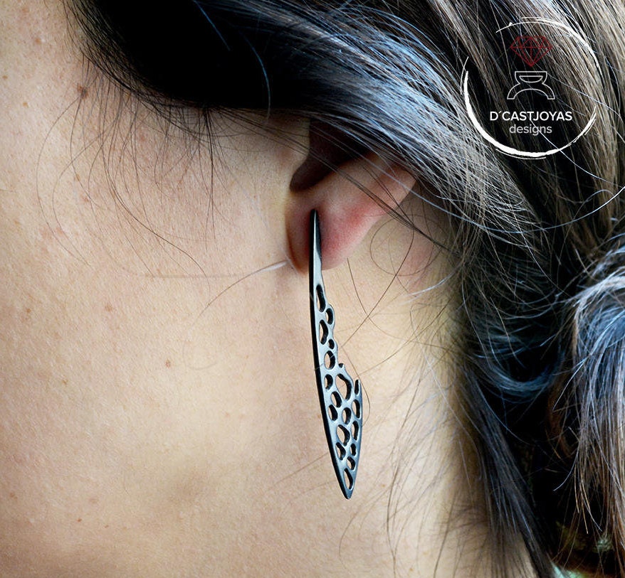 Lange silberne Knochenohrringe, Libellenflügelohrringe, lange 925er Silberohrringe, handgefertigte Ohrringe, Boho-Stil,