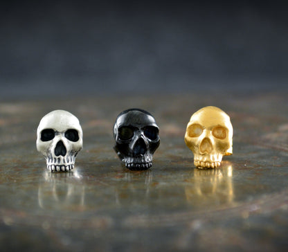 Memento mori skull earrings in solid sterling silver