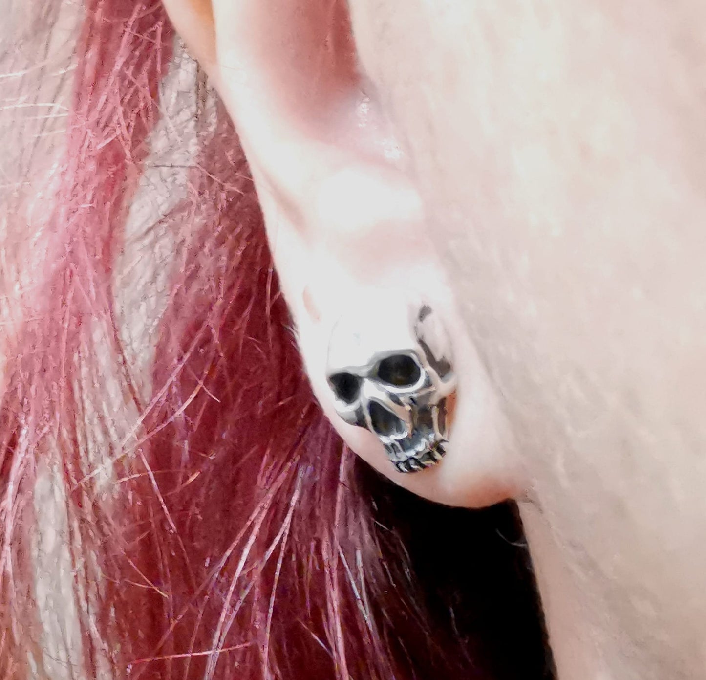 Memento mori skull earrings in solid sterling silver