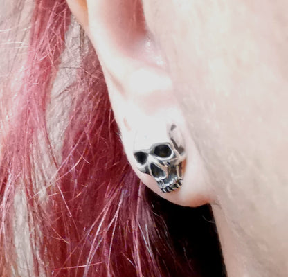 Memento mori skull earrings in solid sterling silver