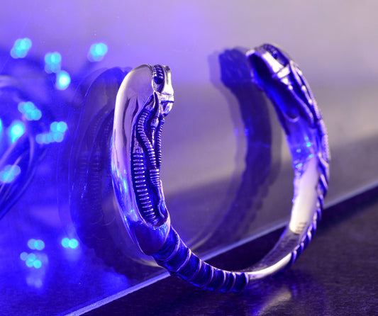 Brazalete plata de ley maciza con dos cabezas de Xenomorfo - D´Cast