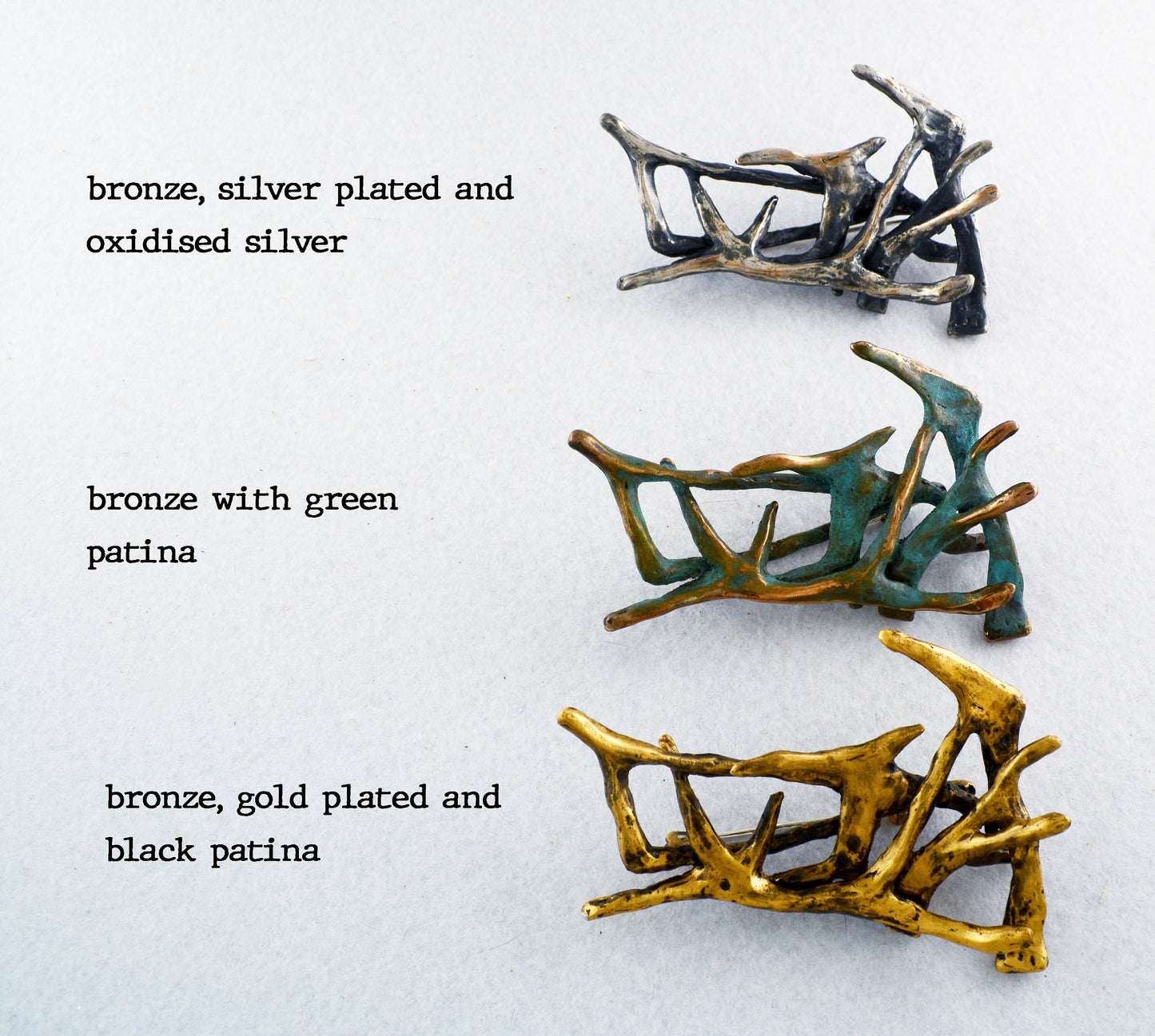 The Forest, Artistic bronze brooch, Contemporary jewelry, Handmade brooch