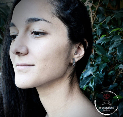 Silver half hoop earrings, Zigzag hoops, Contemporary jewelry, Gift for her, Minimalist style, Handmade earrings