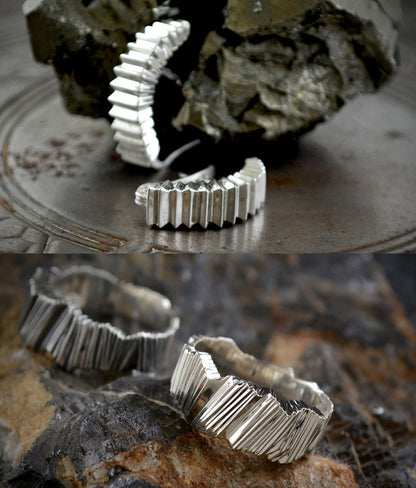 Silver half hoop earrings, Zigzag hoops, Contemporary jewelry, Gift for her, Minimalist style, Handmade earrings
