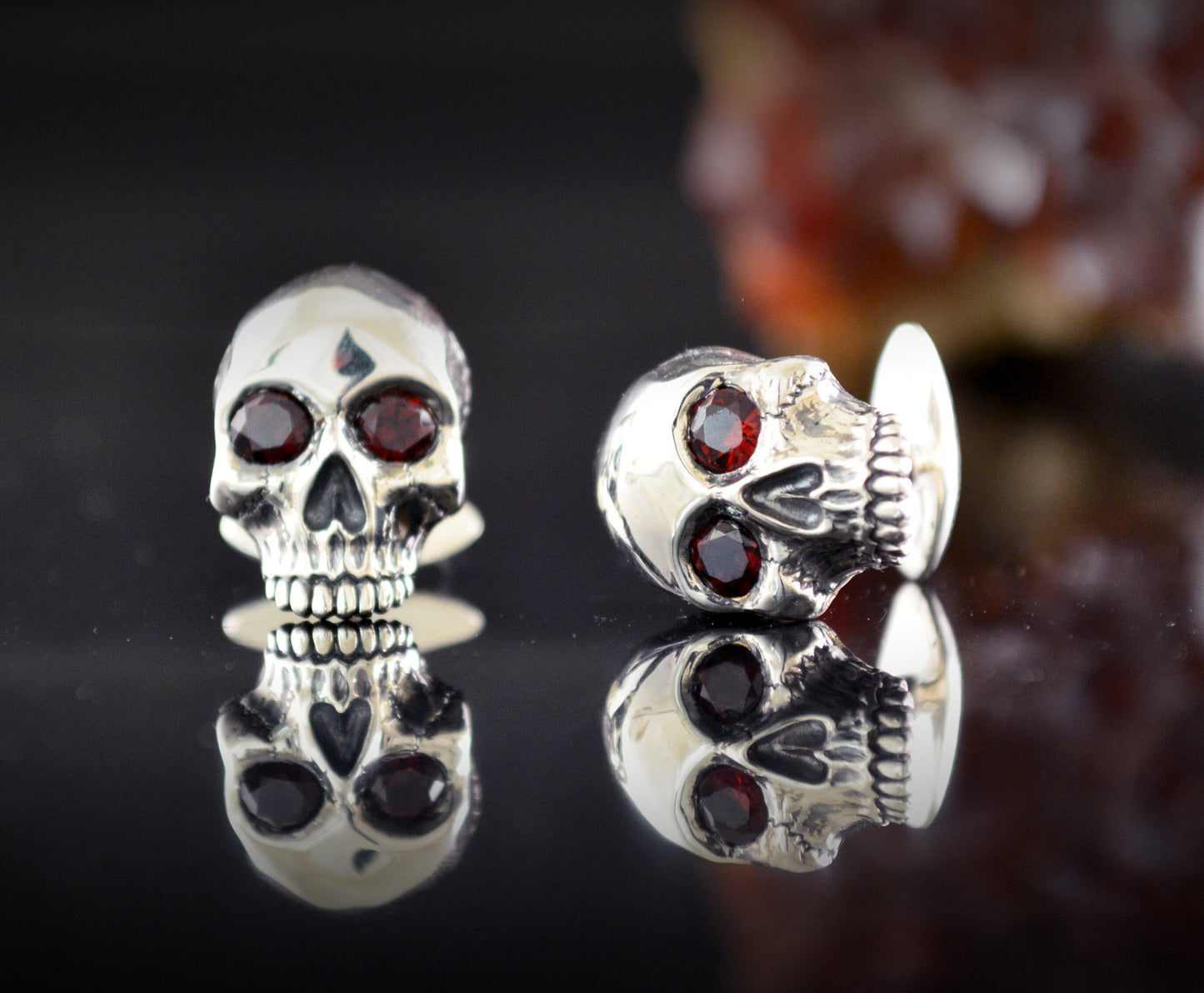 925er Silber Totenkopf-Manschettenknöpfe, Herren-Manschettenknöpfe aus Silber, Totenkopf-Manschettenknöpfe