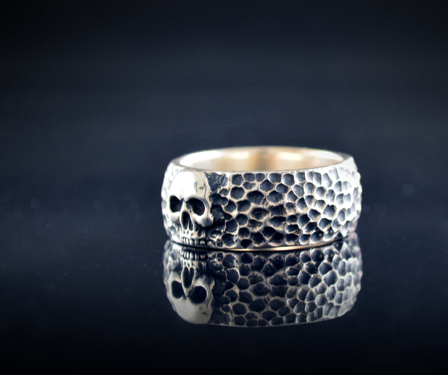 Skull Rings, Hammered Silver Wedding Band, Skull Wedding Bands, Biker Wedding Bands, Gothic Wedding Bands, Punk Girlfriend Gift