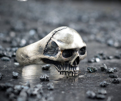 Solid Silver Memento Mori Skull Ring, Skull Engagement Ring, Unique Handmade Ring, Gothic Wedding Ring