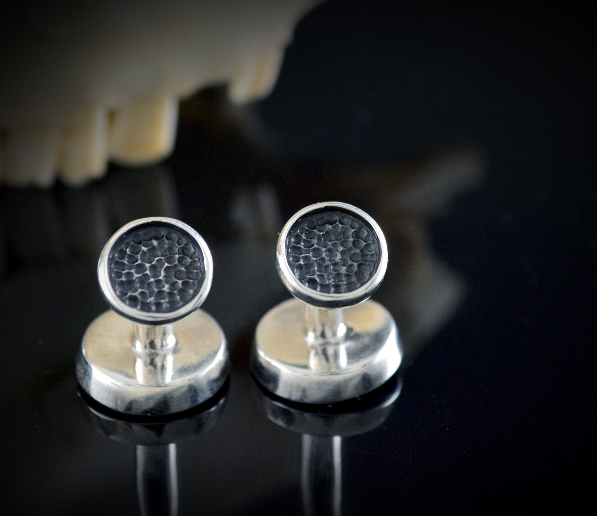 Gemelos de camisa con calavera de gato hechos a mano en plata de ley maciza, Regalo de boda para amantes de gatos - D´Cast