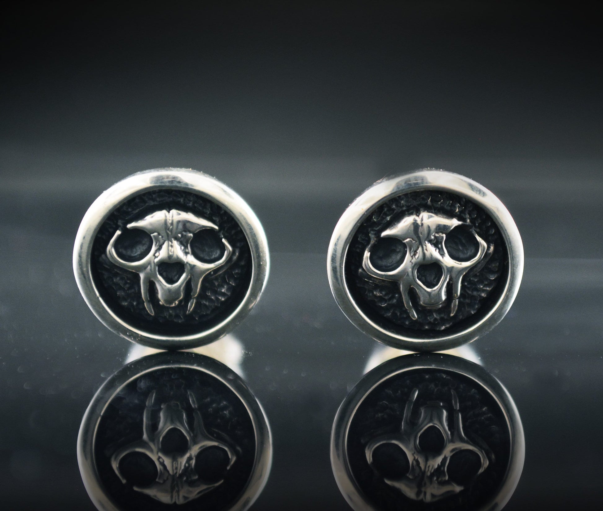 Gemelos de camisa con calavera de gato hechos a mano en plata de ley maciza, Regalo de boda para amantes de gatos - D´Cast
