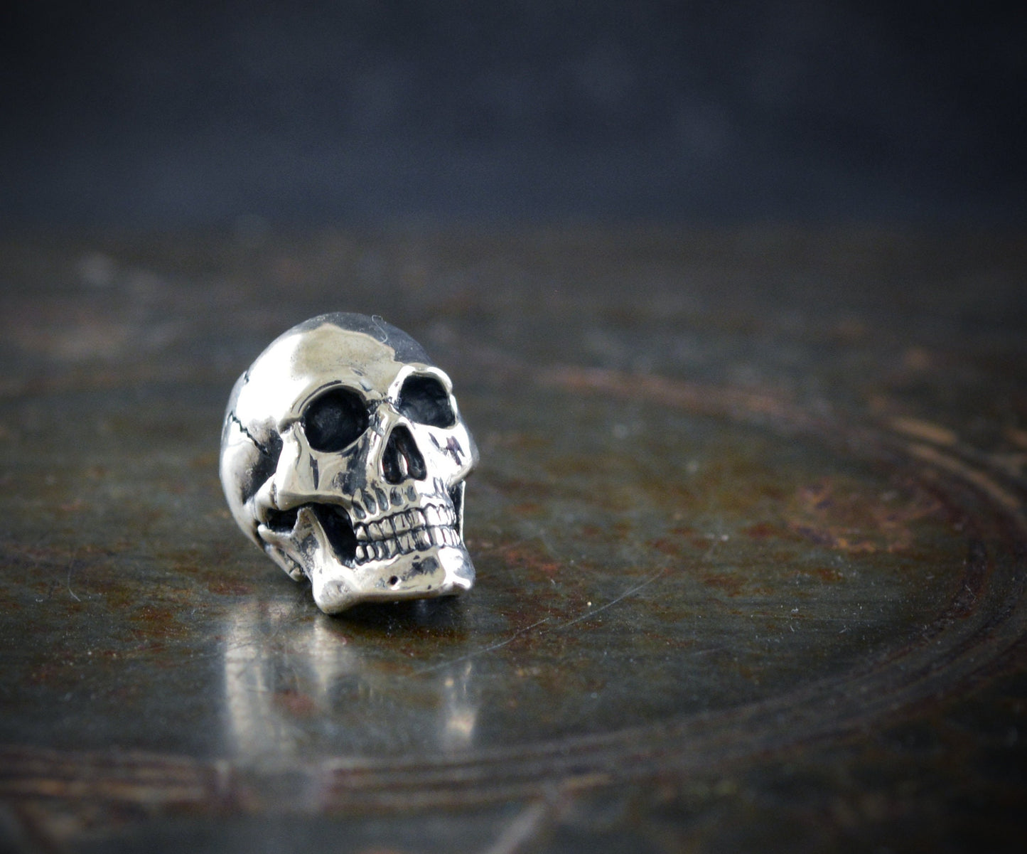 Skull beard ring handmade in sterling silver, Viking beard ornament