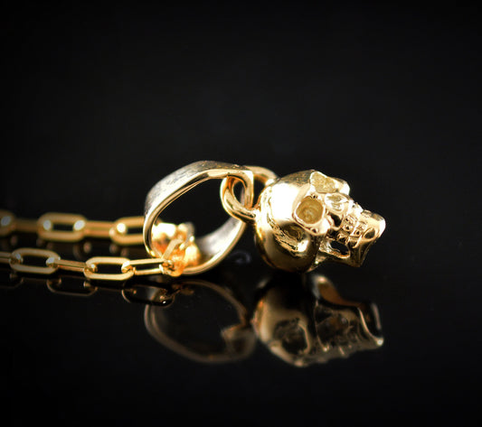 Colgante calavera diminuta en oro 10k, 14k y 18k  con piedras naturales - D´Cast