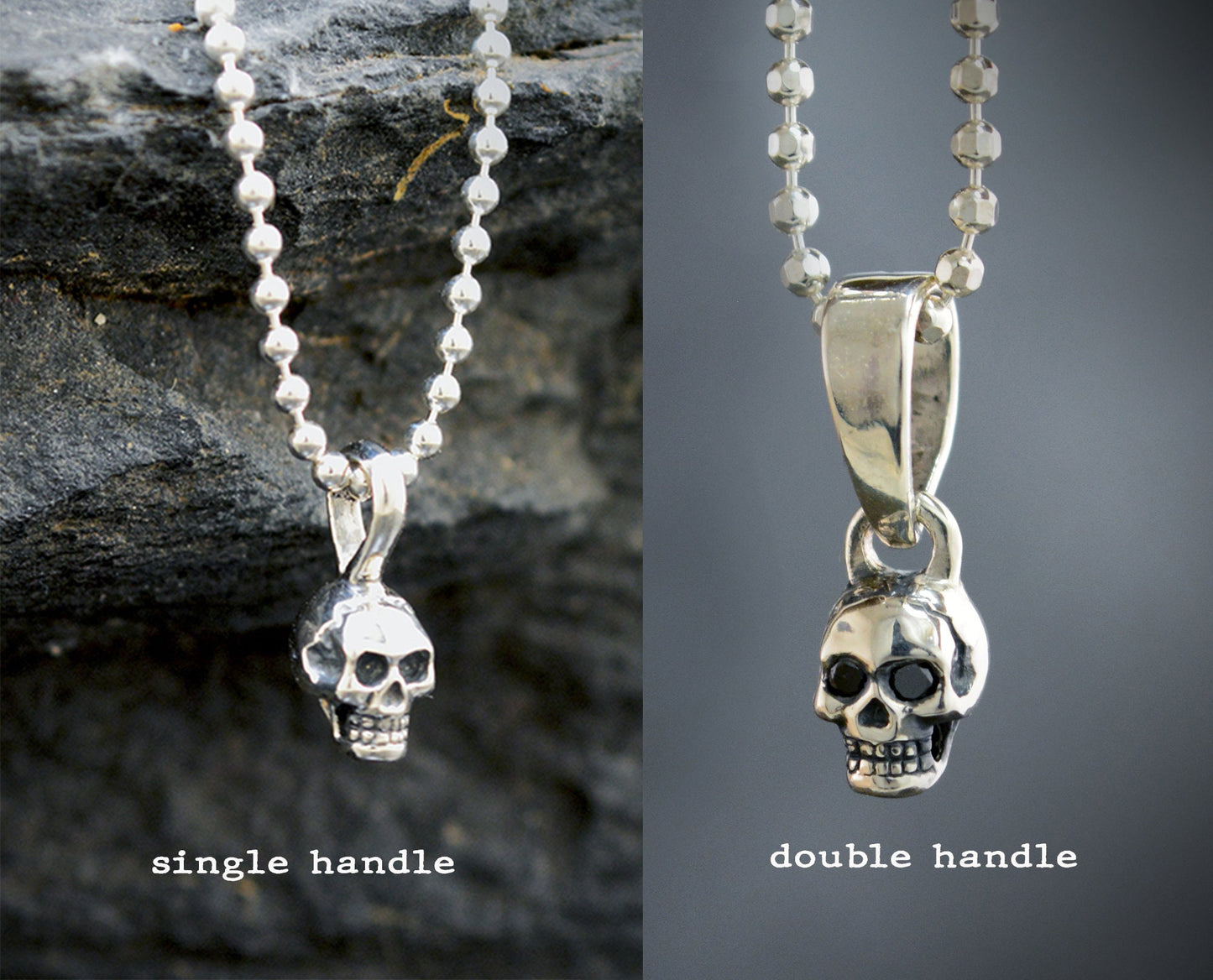 Colgante plata calavera pequeña, Colgante cráneo humano, Colgante plata artesanal, Joyería urbana, Estilo punk, Joyería unisex