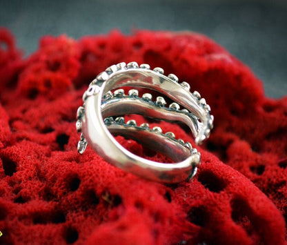 Octopus tentacles silver ring, Octopus tentacles adjustable ring, Handmade ring, Sea jewelry