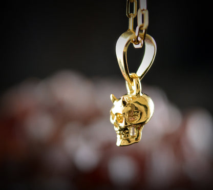 Winziger Dämonenschädel-Anhänger aus 14-karätigem und 18-karätigem Gold, einzigartiges Geschenk für Halloween