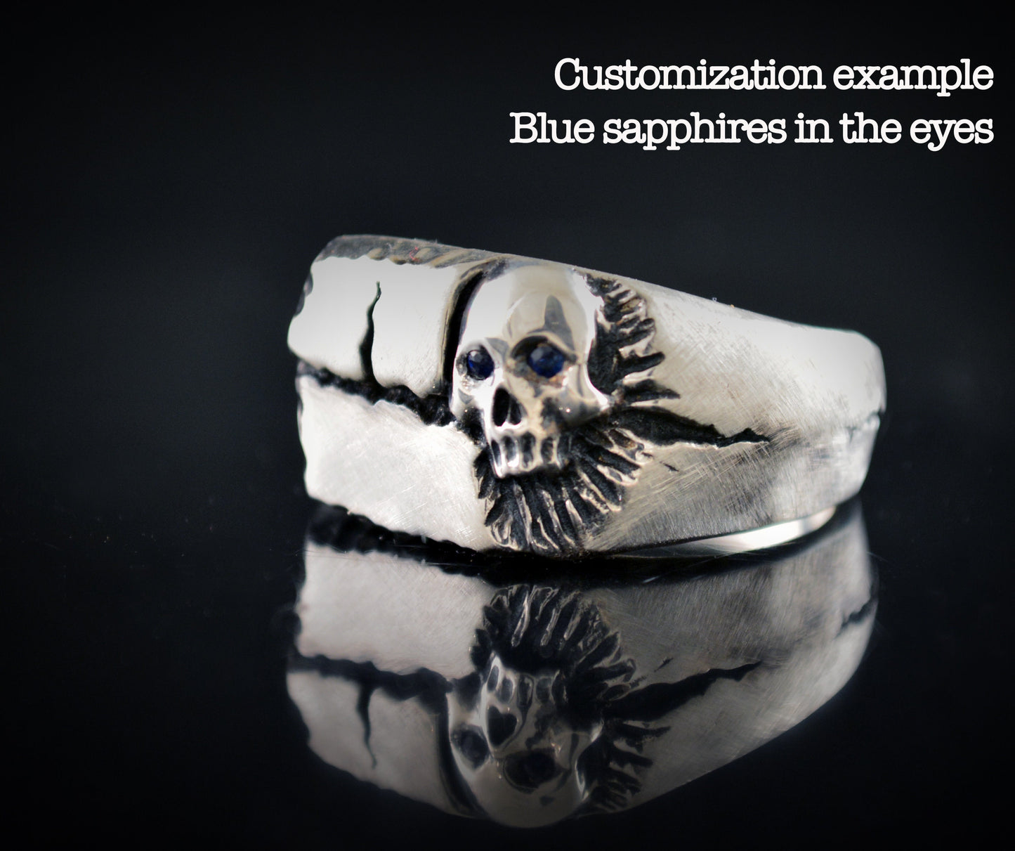 Silberner Totenkopfring, gebrochener quadratischer Siegelring mit geschnitztem Totenkopf, cooler Herrenring, Herrenschmuck, handgefertigter Ring