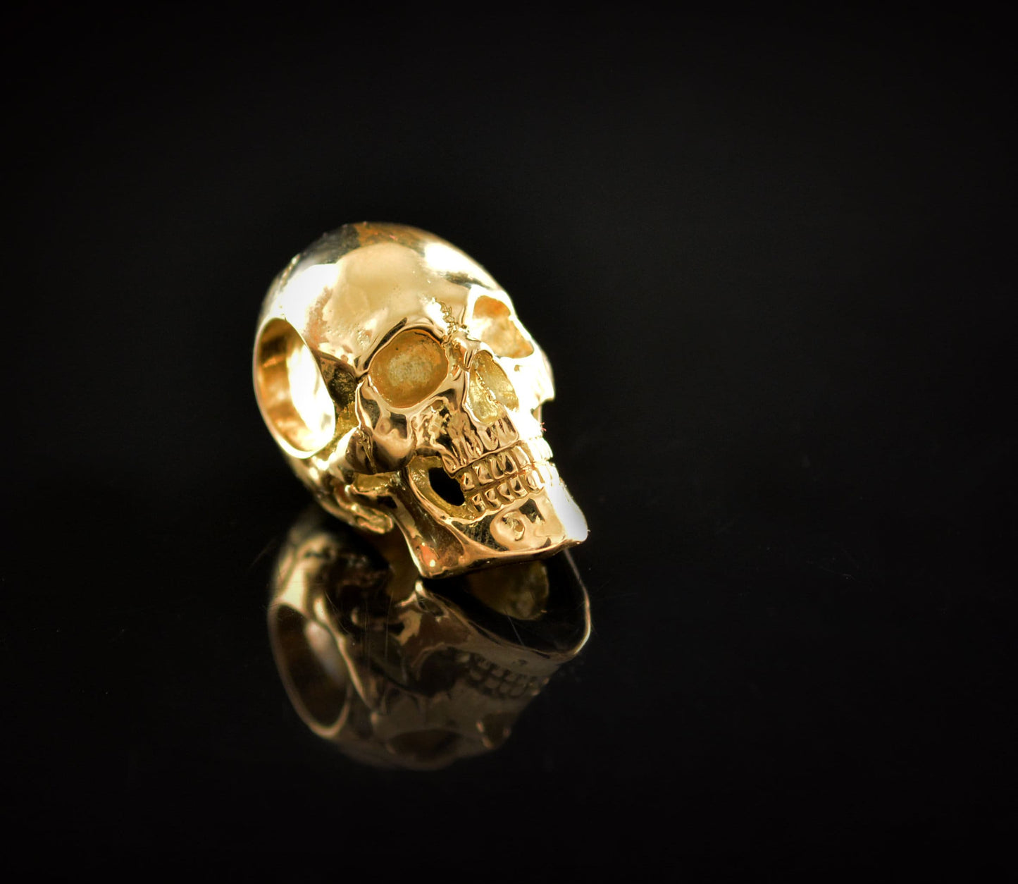 Colgante Calavera completa hecha a mano en oro de 10k, 14k o 18k, Colgante Memento Mori, Regalo genial para él o ella - D´Cast