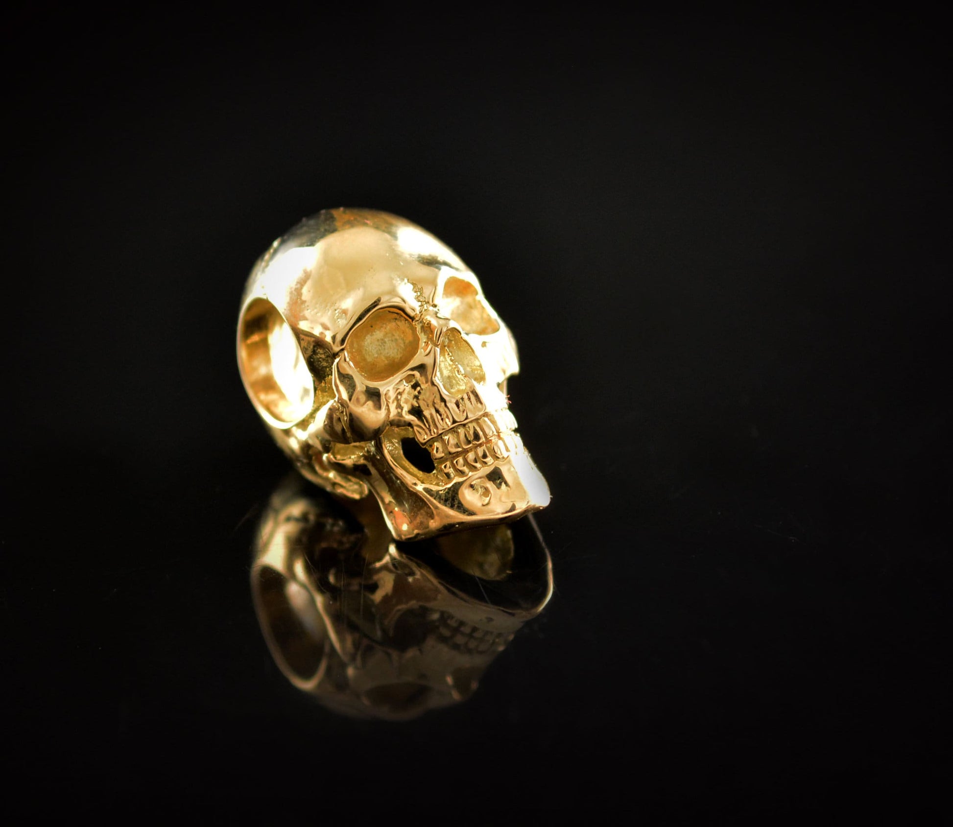 Colgante Calavera completa hecha a mano en oro de 10k, 14k o 18k, Colgante Memento Mori, Regalo genial para él o ella - D´Cast
