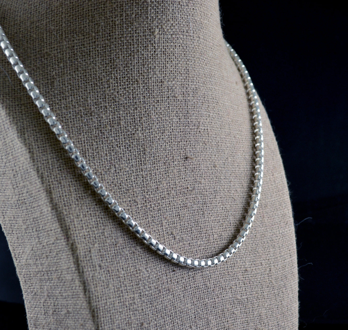 Solid Sterling Silver Square Rolo Chain, Chunky Silver Chain